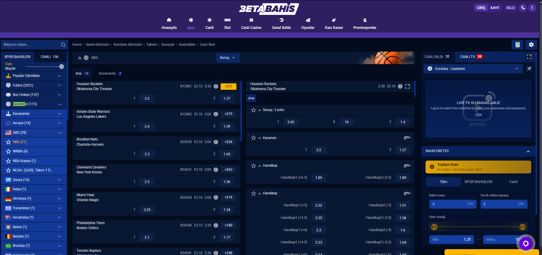Betabahis Basketbol